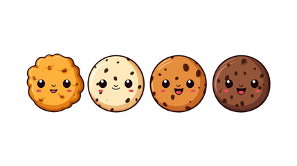 Obraz premium Smiling cookies with different flavors are suitable for bakery marketing materials, food blog posts, social media graphics, and promotional materials. Generative AI