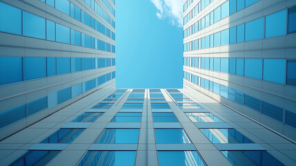Obraz premium Architectural Photography, stunning photography of buildings emphasizing symmetry and angles, with copy space, World Architecture Day