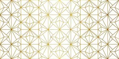 Fototapeta premium Abstract Geometric Pattern with Golden Lines on White Background