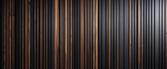 Wall Made of Wood with Background of Wooden Panels in Black Vertical Slats