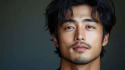 Fototapeta premium Portrait of a young, handsome Asian man against an isolated background