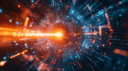 Obraz premium Futuristic Light Speed Warp Tunnel with Vibrant Colors