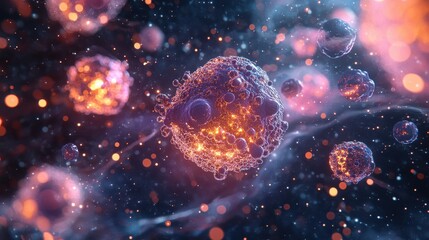 ai generated Illustration cancer cell under microscope magnification