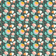 Seamless Floral Pattern with rose flowers, Decorative Wallpaper and Textile Design for Spring and Summer Themes.