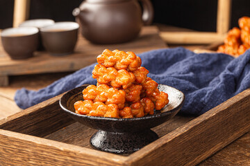 fried dough twist on tea table