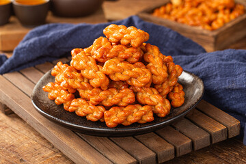 fried dough twist on tea table