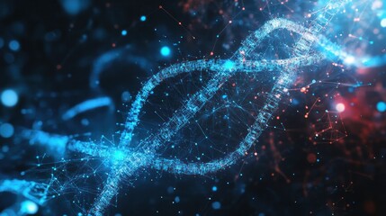 Biology and technology fusion in a modern lab, driving innovations in biotech and medical treatments