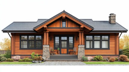 Obraz premium Ranch House front view full length isolate on transparency background