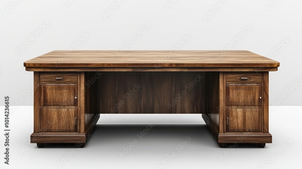 Poster desk front view full length isolate on transparency background