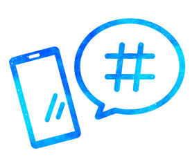 青い星空｜ハッシュタグとスマホ	