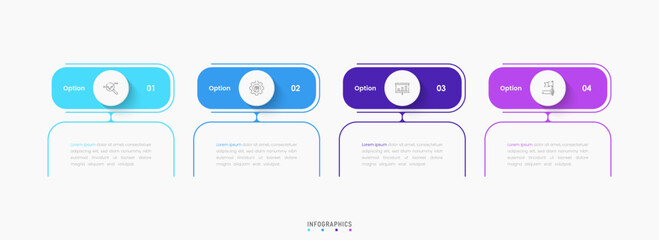 Vector Infographic label design template with icons and 4 options or steps. Can be used for process diagram, presentations, workflow layout, banner, flow chart, info graph.