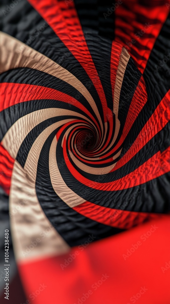 Poster abstract swirl pattern with red and black colors, optical illusion. modern art and design concept