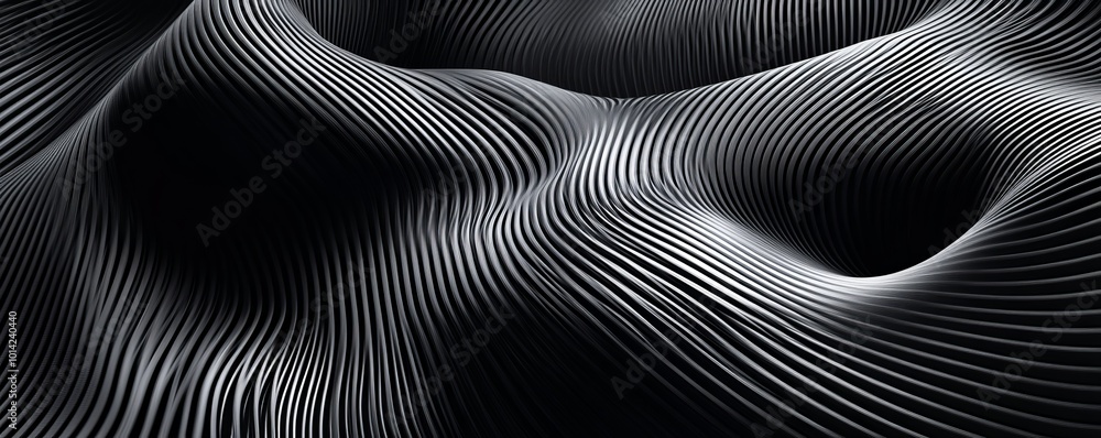Aufkleber abstract black and white wave pattern with light reflections
