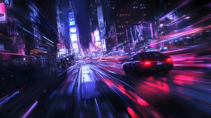 Fototapeta premium Moving forward motion blur background with light trails ,night scene. 