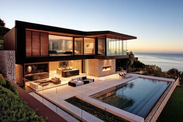 Fototapeta premium Modern Villa with Ocean View