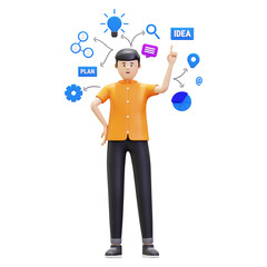3d People Thinking Of Idea Mind Map Illustration