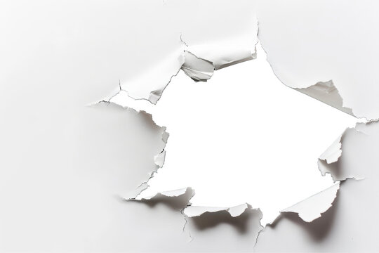 Hole in white paper