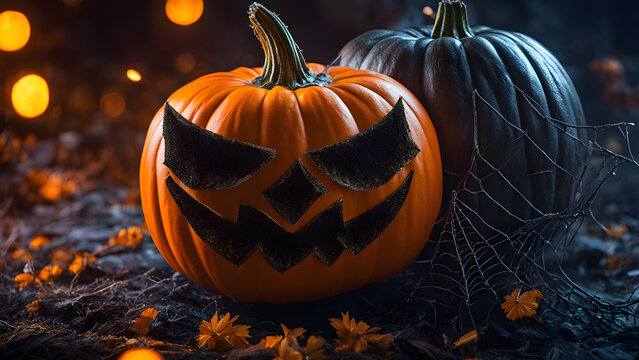 Unique and cute Halloween concept background, Unique Jack-o-lantern, Halloween pumpkin wallpaper, close-up of Halloween pumpkins, ai generated