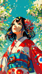 Fototapeta premium 着物の女性イラスト
