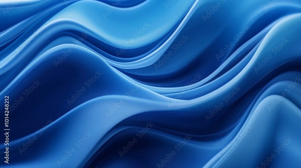 Poster abstract blue wave patterns on smooth surface.