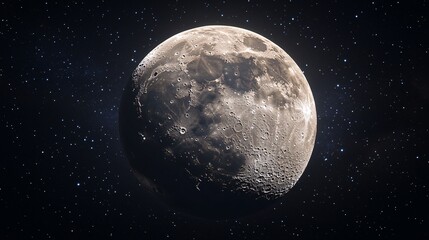 Fototapeta premium Lunar surface with craters and shadows