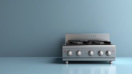 Obraz premium Sleek and Efficient Stainless Steel Gas Stovetop in a Contemporary Kitchen Interior with Knobs and Oven Modern Household Appliance and Furnishing for Domestic Cooking and Culinary Lifestyle