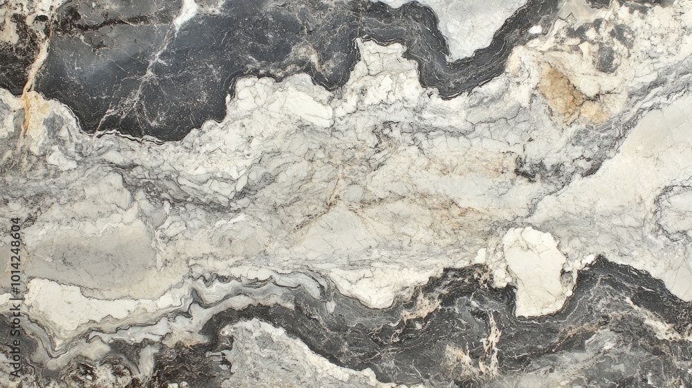 Poster a top view of a seamless marble floor with dramatic veining patterns in white and grey.