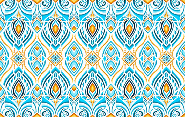 Geometric floral pattern. Seamless vector background. Colorful ornament. Ornament for fabric, wallpaper, packaging, decorative print.
