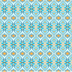 Geometric floral pattern. Seamless vector background. Colorful ornament. Ornament for fabric, wallpaper, packaging, decorative print.
