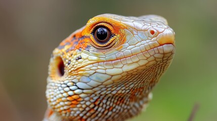 Fototapeta premium Extreme close-up shot of an uncommon lizard species from a tropical region.