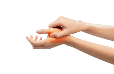 woman hand wrist pain on background.