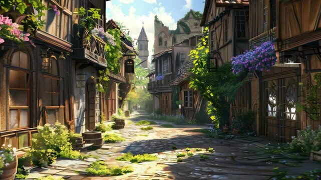 like a fairy tale, the village left uninhabited with plants growing abundantly	
