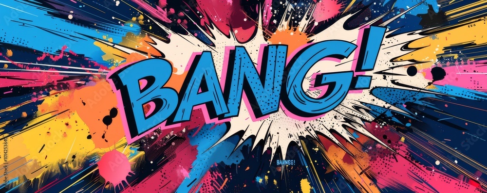 Poster a colorful explosion with the word 