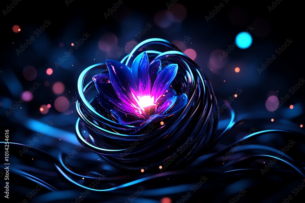 Aufkleber Minimal warp core with a soft glowing center and delicate rings of light, with subtle futuristic design