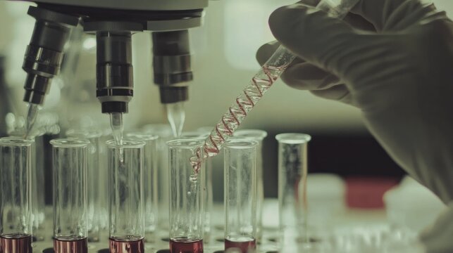 DNA splicing in genetic engineering labs, creating recombinant DNA for applications in biotechnology and medicine