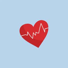 heart beat sign in flat vector design.