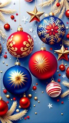 christmas background with balls and stars