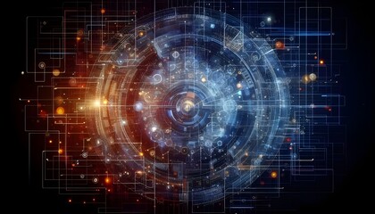 Fototapeta premium Digital abstract background. Can be used in the description of network abilities, technological processes, digital storages, science, education, etc.