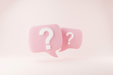 3D rendering A question mark floated in the air. Question ideas that arise in various places