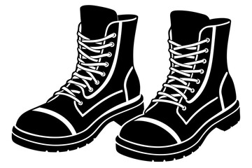 2 combat boot silhouette vector icon