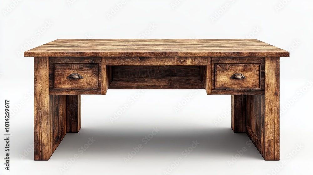 Poster desk front view full length isolate on transparency background