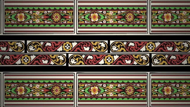 Ethnic batak karo flower pattern decorative looping animation
