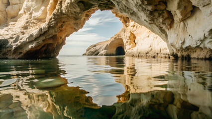 A mysterious cave in the ocean that attracts explorers with its natural charm.