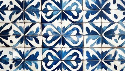Blue and white ceramic tiles with floral pattern.