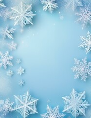 White snowflakes on blue