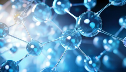 Abstract blue spheres connected