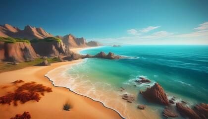 Secluded beach with cliffs