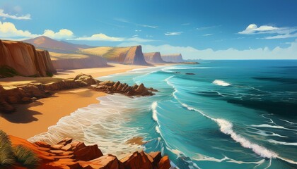 Tranquil beach scene with waves