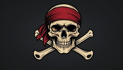 Closeup view of skull wearing pirate captain cap with crossing bone. The decoration element for Halloween.evil, horror, skeleton, bone, death, skull, 34