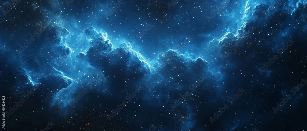 Canvas Prints an abstract digital art background featuring deep blue and dark black colors, with swirling clouds o